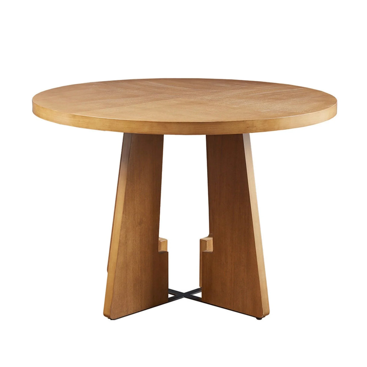 Modern Round Dining Table With Pecan Wood Veneer - Walnut - Furniture Home Direct