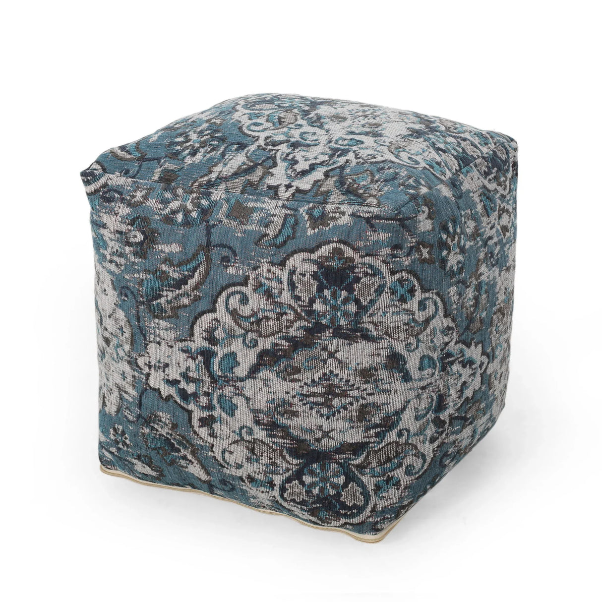 Anita - Square Pouf Ottoman And Floor Cushion - Blue - Furniture Home Direct