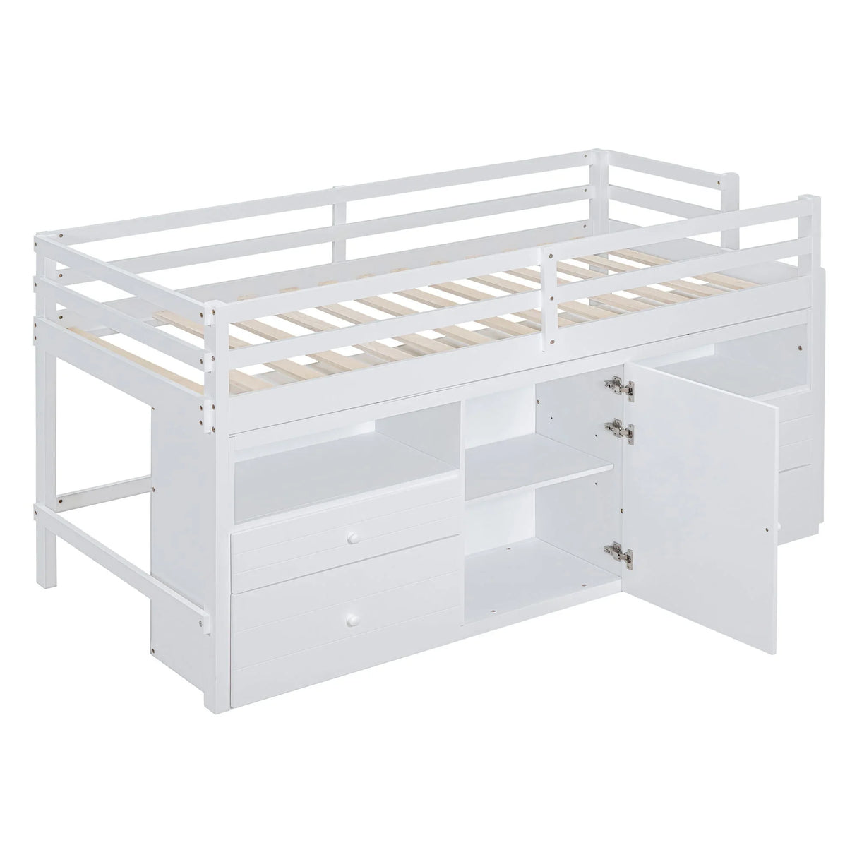 Loft Bed With 4 Drawers, Underneath Cabinet And Shelves - Furniture Home Direct