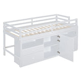 Loft Bed With 4 Drawers, Underneath Cabinet And Shelves - Furniture Home Direct