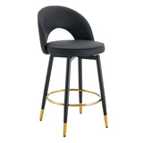 Modern Upholstered 360° Rotatable Bar Chair With Metal Legs For Dining Room (Set of 2) - Furniture Home Direct