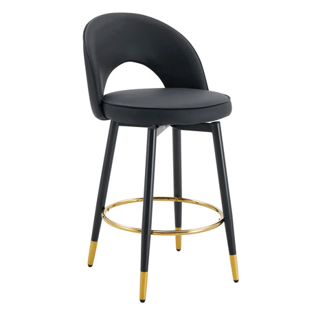 Modern Upholstered 360° Rotatable Bar Chair With Metal Legs For Dining Room (Set of 2) - Furniture Home Direct
