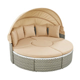 Outdoor Daybed With Canopy Weatherproof Rattan Beige - Furniture Home Direct
