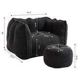 Soft Chenille Bean Bag Chair With High Resilient Foam - Furniture Home Direct
