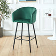 Counter Height Bar Stool, Metal Legs, Velvet Upholstered For Pub, Restaurant, Kitchen Island (Set of 2) - Black / Green - Furniture Home Direct