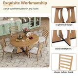 Dining Set Round Wood Table With Ladder Back Chairs Natural - Furniture Home Direct