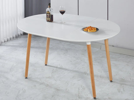 Extensible Table, Dining Table, Office Table, Coffee Table, Wood Leg - Matte White - Furniture Home Direct
