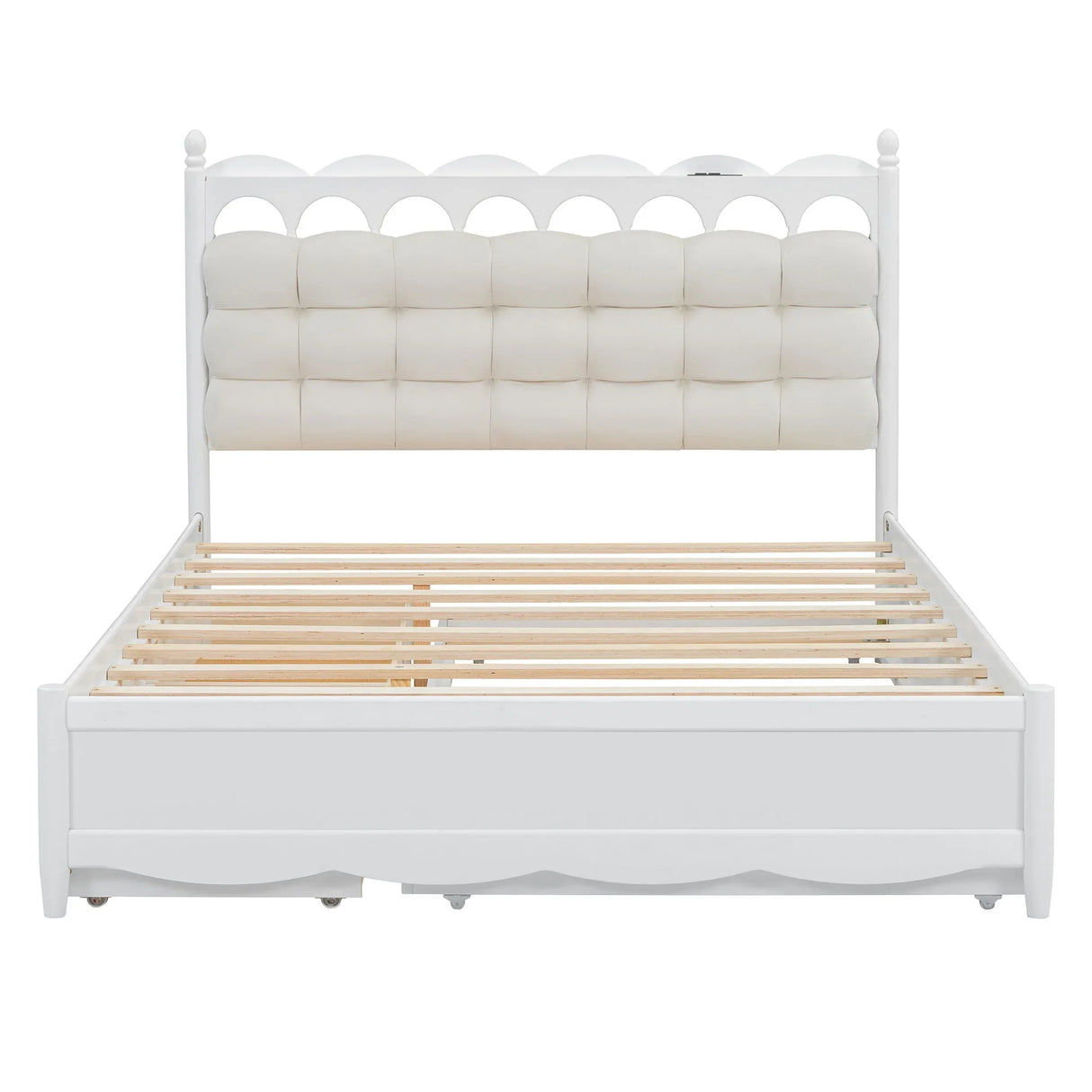 Storage Platform Bed, With 2 Big Drawers, Trundle, One Set Of Sockets & USB Ports - Furniture Home Direct