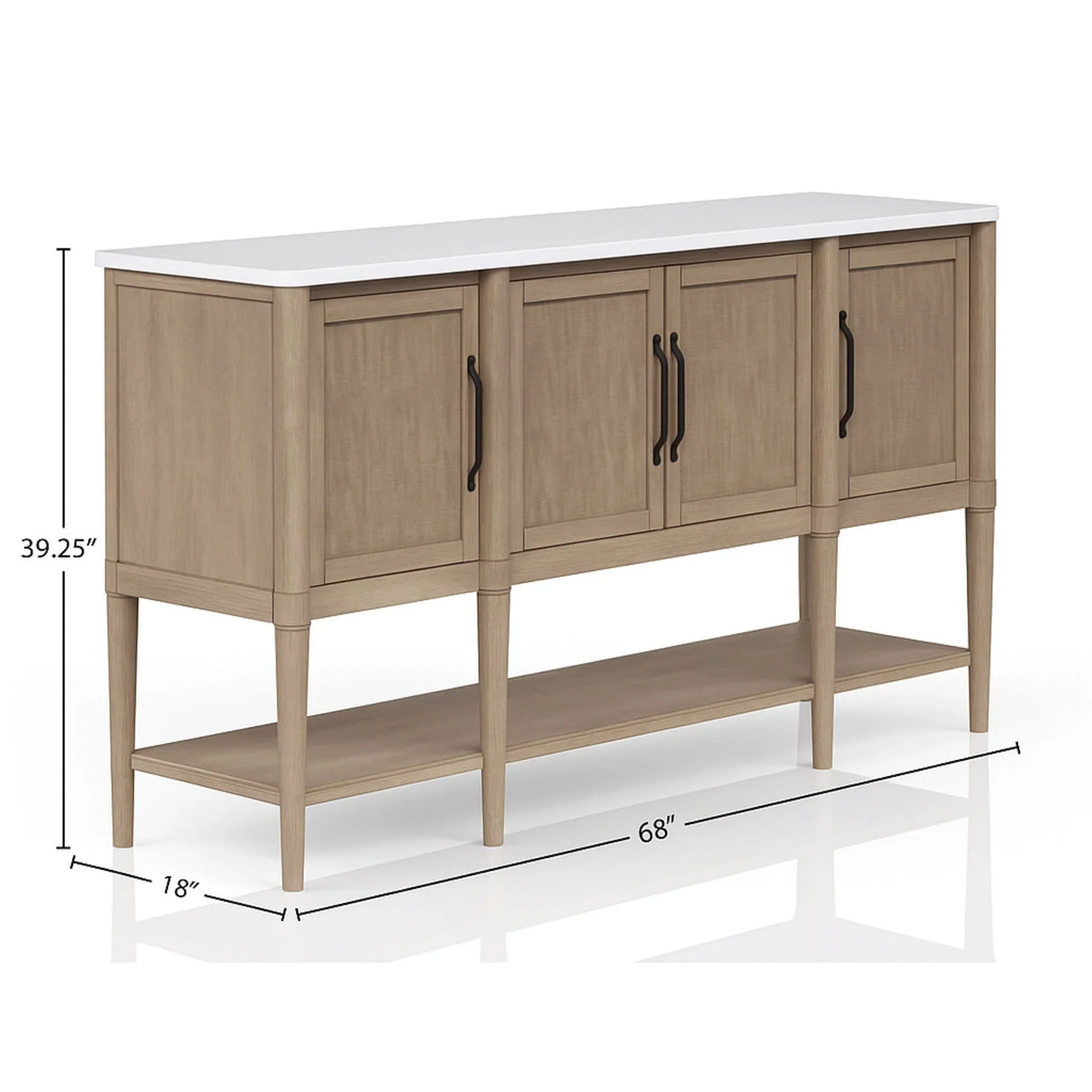Cement Topped Server With Cane Insets - Sand - Furniture Home Direct