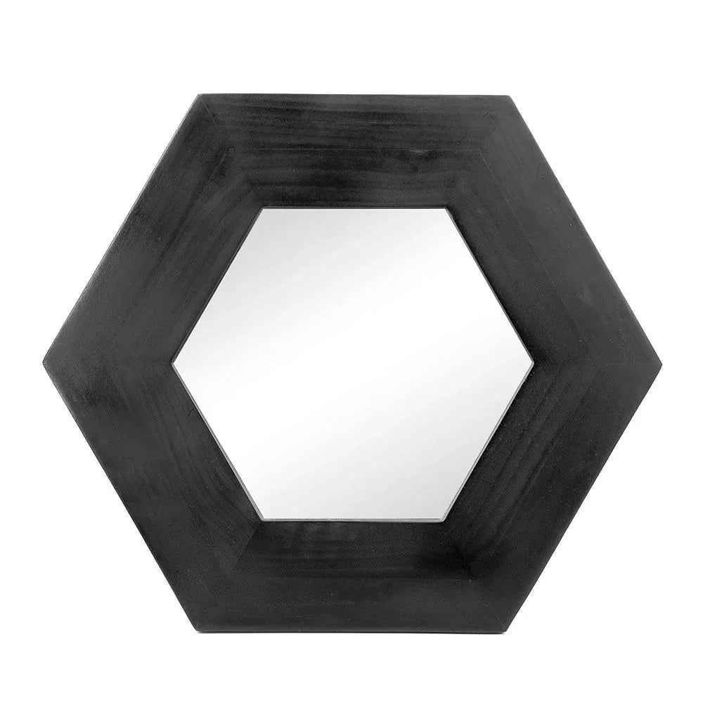 Hexagon Mirror With Natural Wood Frame, Wall Decor For Living Room Bathroom Hallway - Furniture Home Direct