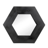 Hexagon Mirror With Natural Wood Frame, Wall Decor For Living Room Bathroom Hallway - Furniture Home Direct