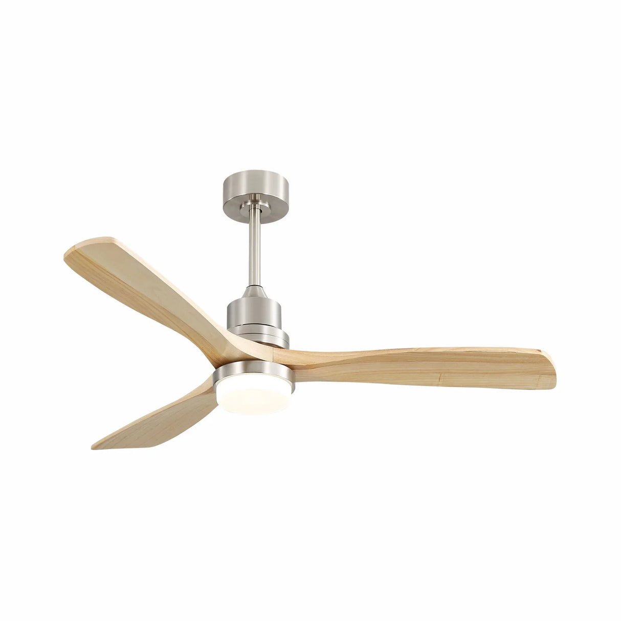 Ceiling Fan With Dimmable LED Light 6 Speed Remote 3 Wood Blade Reversible DC Motor For Bedroom - Brushed Nickel - Furniture Home Direct