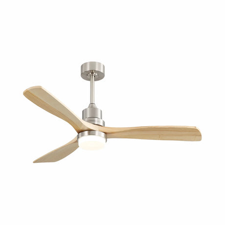 Ceiling Fan With Dimmable LED Light 6 Speed Remote 3 Wood Blade Reversible DC Motor For Bedroom - Brushed Nickel - Furniture Home Direct