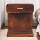 T Bar Rounded Bedside Table - Dark Brown - Furniture Home Direct