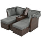 2 Seater Outdoor Patio Daybed Outdoor Double Daybed Outdoor Loveseat Sofa Set With Foldable Awning And Cushions For Garden, Balcony, Poolside - Furniture Home Direct