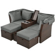 2 Seater Outdoor Patio Daybed Outdoor Double Daybed Outdoor Loveseat Sofa Set With Foldable Awning And Cushions For Garden, Balcony, Poolside - Furniture Home Direct