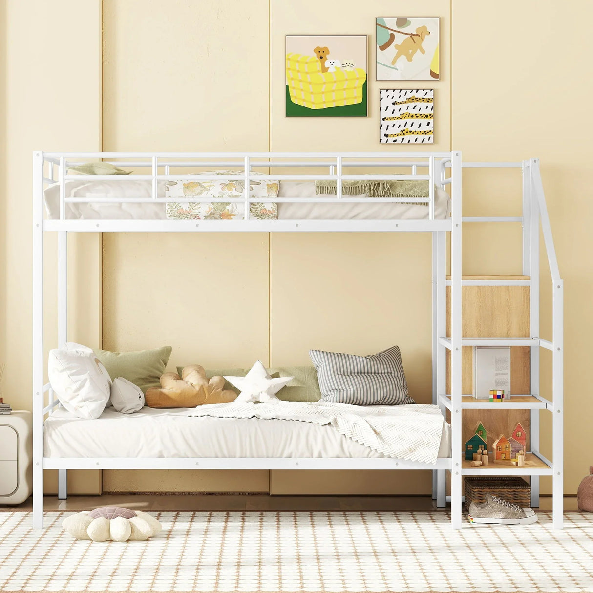 Bunk Bed With Lateral Storage Ladder And Wardrobe - Furniture Home Direct