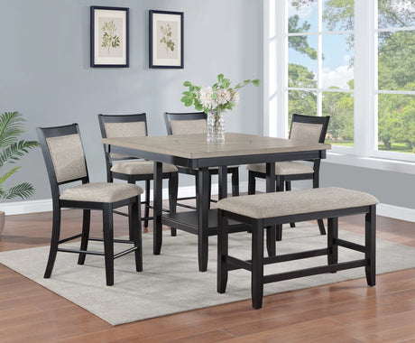 Dining Set Square Plank Top Table Chairs Light Gray - Furniture Home Direct