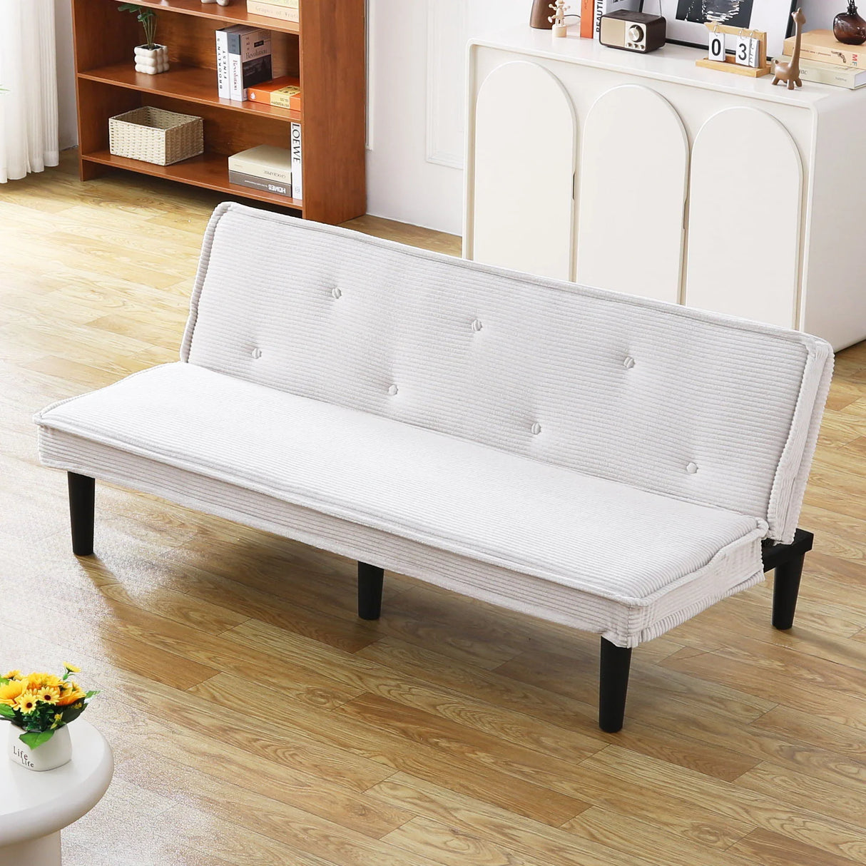 Versatile Corduroy Sofa Bed With Solid Wood Frame - Furniture Home Direct