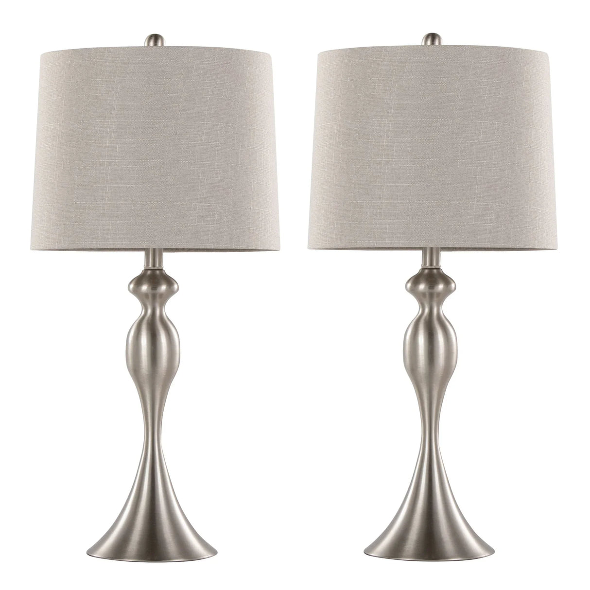 Ashland - Contemporary Table Lamp (Set of 2) - Nickel / Light Gray - Furniture Home Direct