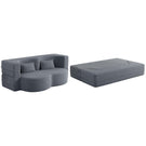 Modern Floor Sofa, With 2 Pillows, Convertible Teddy Fabric Foam Filled Bed - Furniture Home Direct