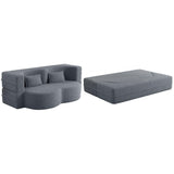 Modern Floor Sofa, With 2 Pillows, Convertible Teddy Fabric Foam Filled Bed - Furniture Home Direct