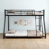 Bunk Bed Frame With Ladder And Guardrail, Heavy Duty Noise Free Design Metal Construction - Furniture Home Direct