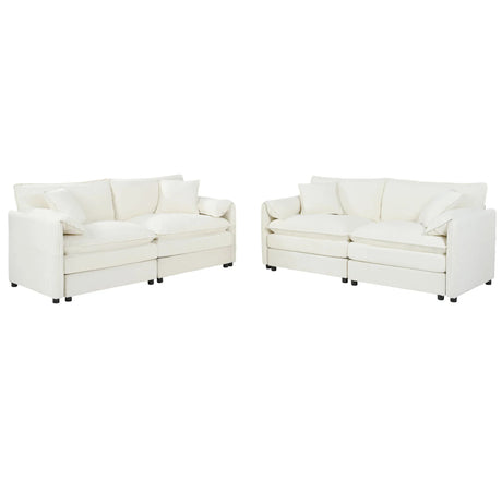 Modern Chenille Oversized Deep Seat Luxury 2 Piece Sofa Set With 4 Pillows - Furniture Home Direct