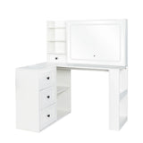 Vanity Desk With Lights And Built In Mirror In White - Furniture Home Direct
