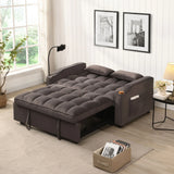 Modern Velvet Loveseat Futon Sofa With Pullout Bed, Adjustable Reclining Backrest, Toss Pillows - Furniture Home Direct