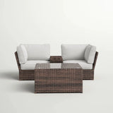 Comfortable Modern Patio Rattan Sectional Set With Cushions - Furniture Home Direct
