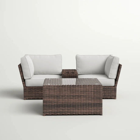 Comfortable Modern Patio Rattan Sectional Set With Cushions - Furniture Home Direct