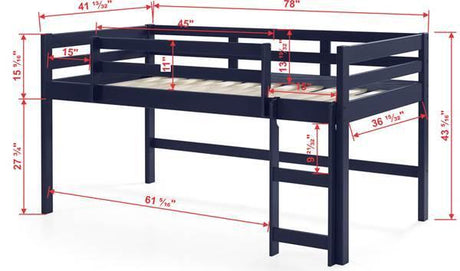 Lara - Twin Loft Bed - Navy Blue - Furniture Home Direct