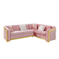 L Shaped Chesterfield Sectional Sofa With Stainless Steel Accents - Furniture Home Direct