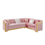 L Shaped Chesterfield Sectional Sofa With Stainless Steel Accents - Furniture Home Direct
