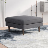 Amber - Square Upholstered Ottoman Linen - Furniture Home Direct