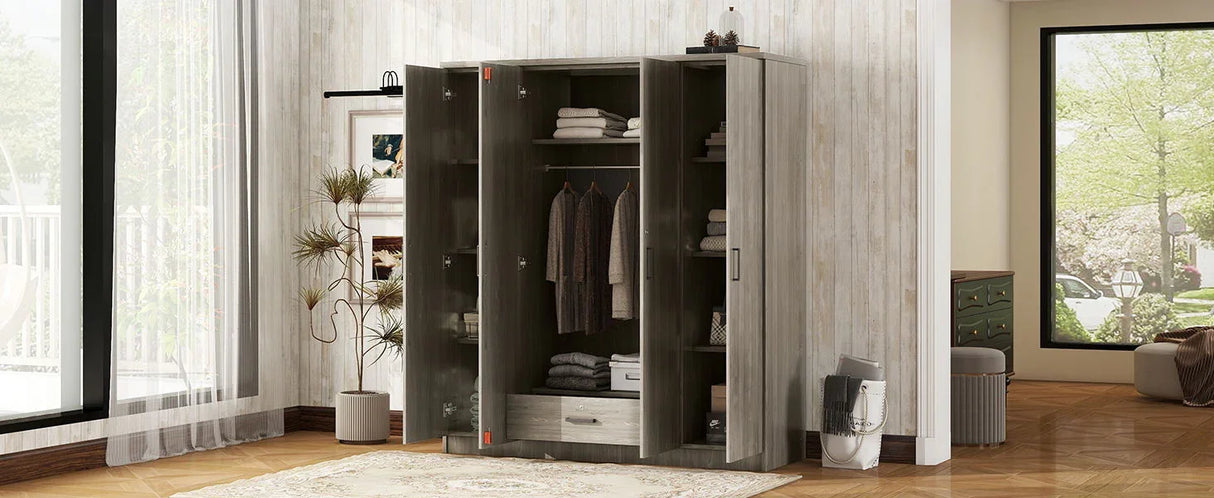 4 Door Wardrobe With 1 Drawer - Furniture Home Direct