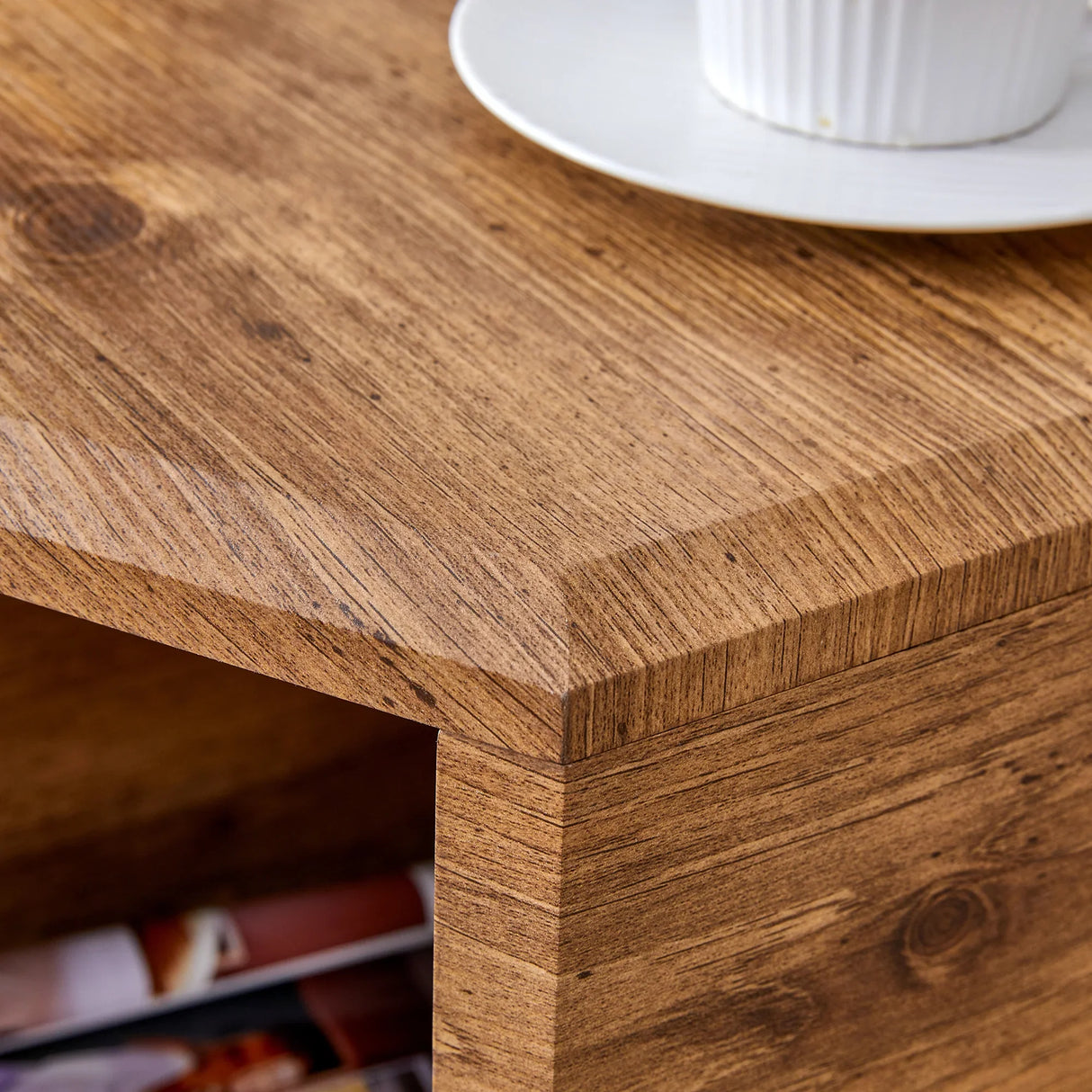 Coffee Table Set Hexagonal Wood Open Shelves Modern Wood - Furniture Home Direct