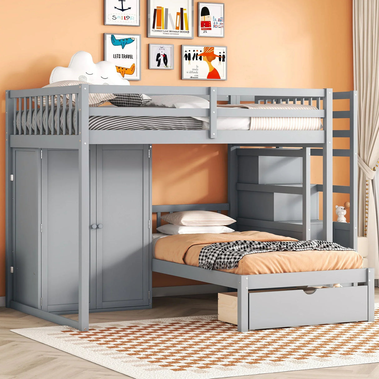 Bunk Bed With Wardrobe, Drawers - Furniture Home Direct