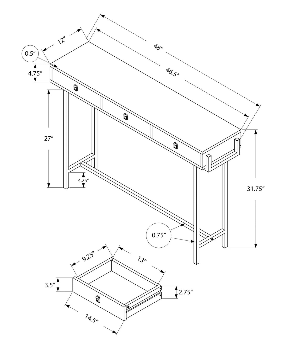Accent Console Table For Entryway, Storage Drawer, Contemporary & Modern - Furniture Home Direct