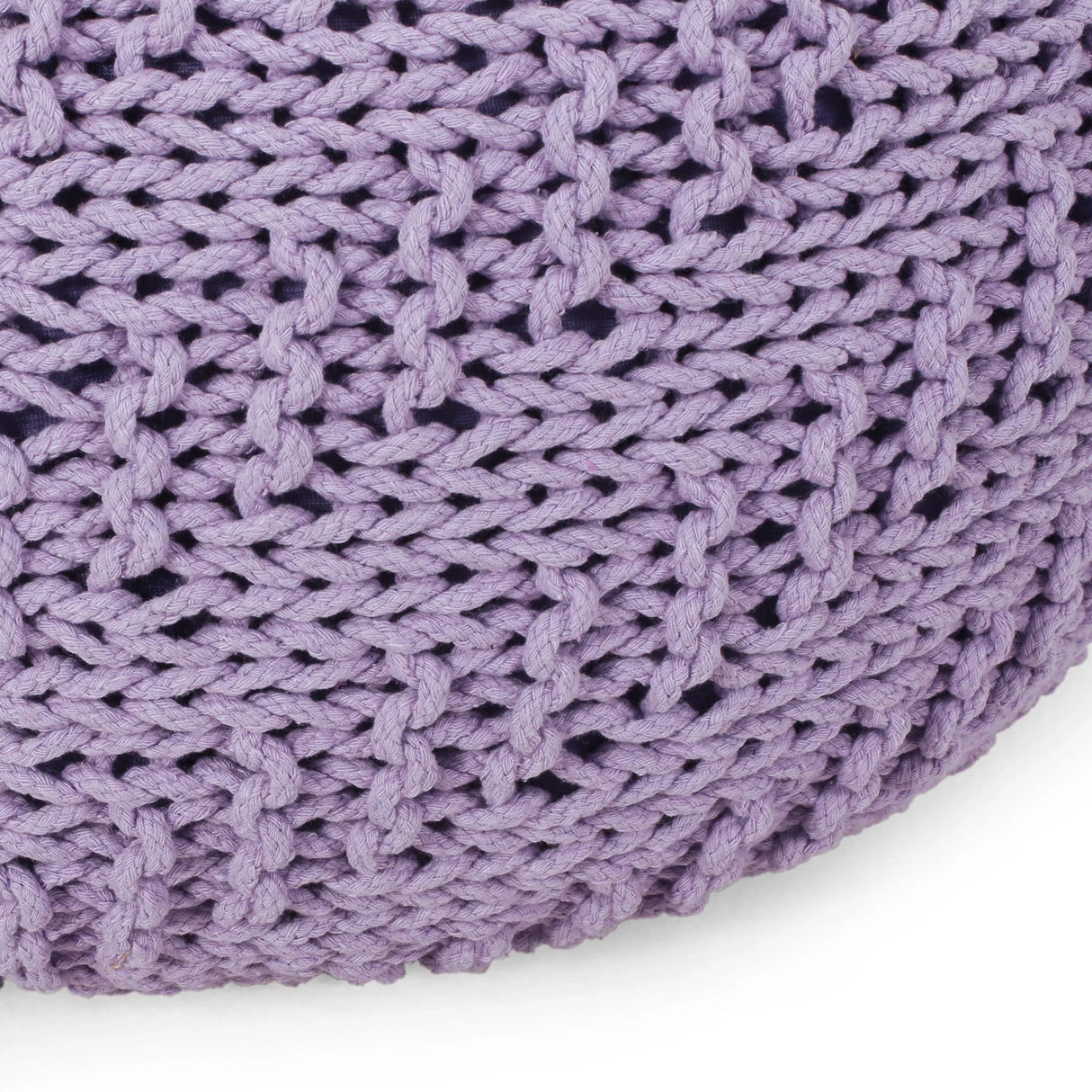 Bordeaux - Knitted Cotton Round Pouf Ottoman - Furniture Home Direct