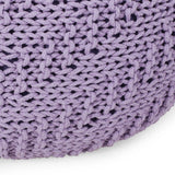 Bordeaux - Knitted Cotton Round Pouf Ottoman - Furniture Home Direct