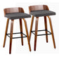 Maya - Mid Century Modern Fixed Height Barstool With Swivel And Square Footrest (Set of 2) - Furniture Home Direct