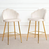 Elegant Shell Shape Velvet Bar Chair (Set of 2) - Furniture Home Direct
