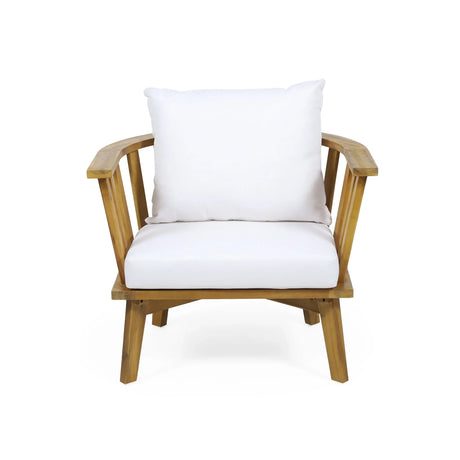 Outdoor Club Chair With Curved Backrest And Frame - White