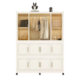 Portable Wardrobe Closet Storage Organizer With 12 Magnetic Doors, 12 Cubes & Hanging Rod - White - Furniture Home Direct