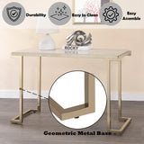Boice II - Faux Marble Top Console Table - White / Champagne - Furniture Home Direct
