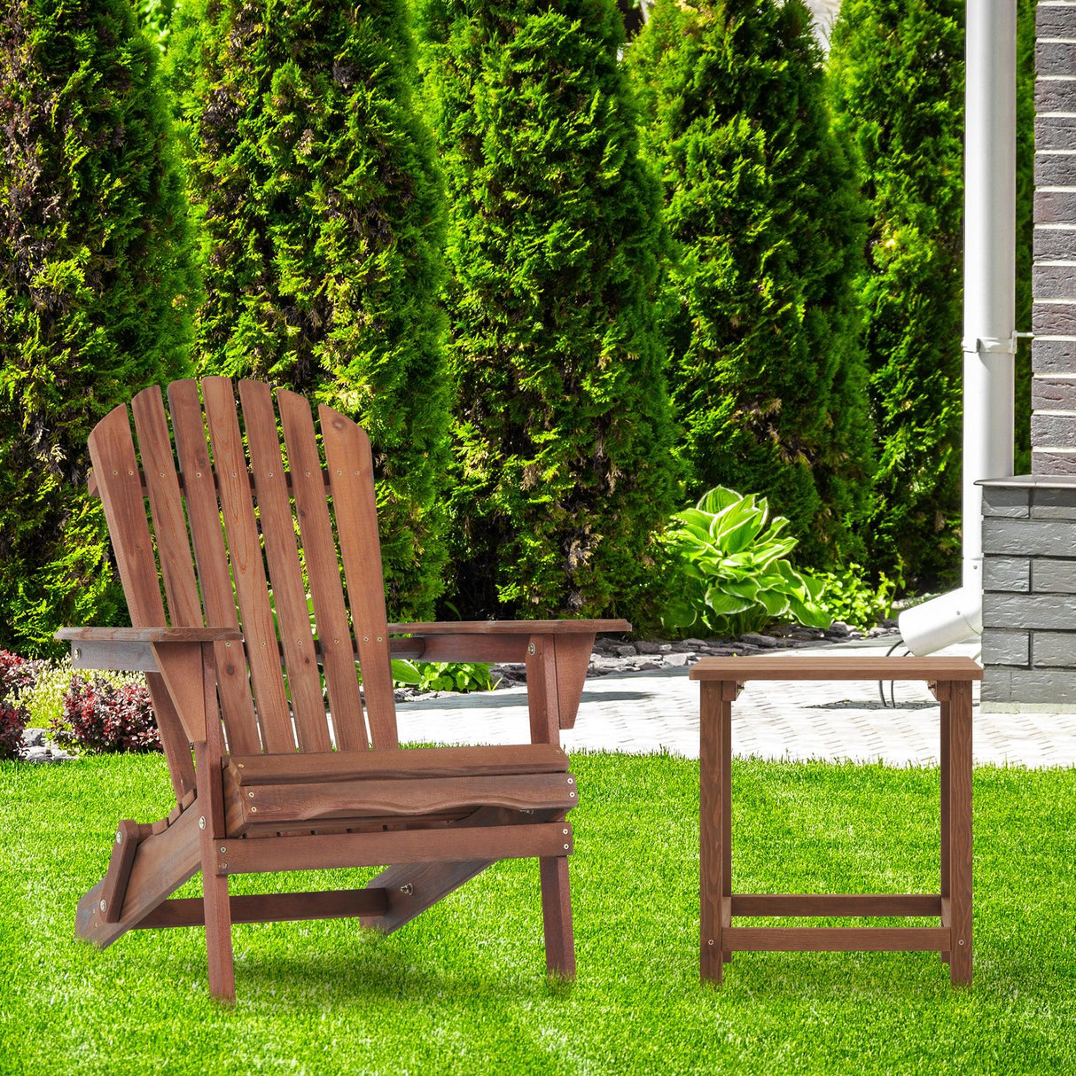 Adirondack Chairs Outdoor Folding Wooden Natural Brown - Furniture Home Direct