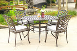 Round 49" Long Aluminum Dining Set With Cushions - Furniture Home Direct