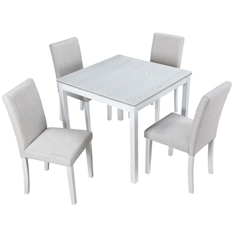 Dining Table Set With Crystal Decoration And Upholstered Chairs - Furniture Home Direct